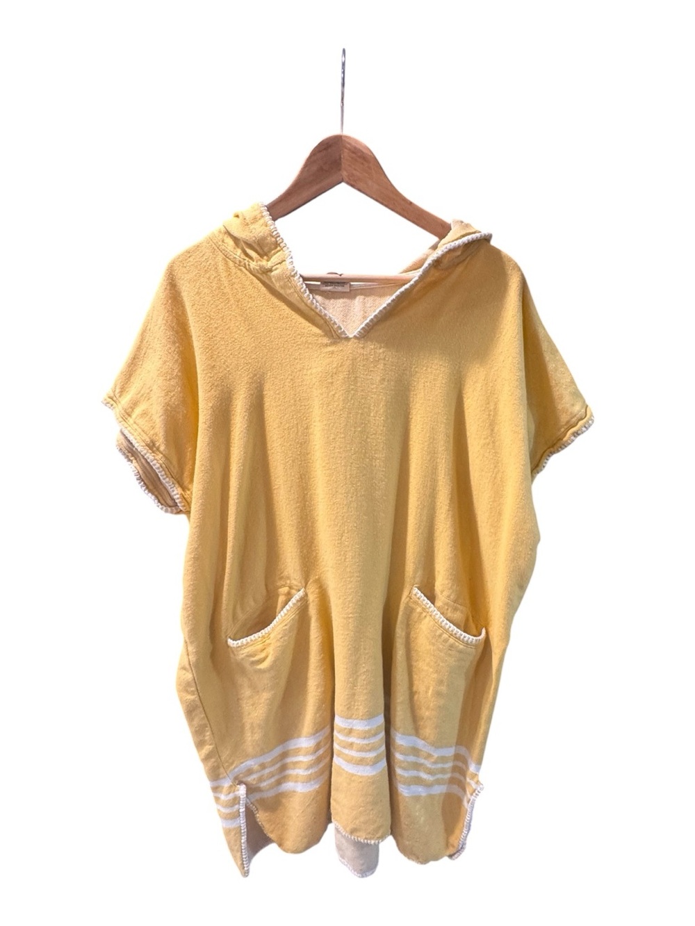 Yellow Hooded Beach Poncho Cover-Up - Picture 2 of 4